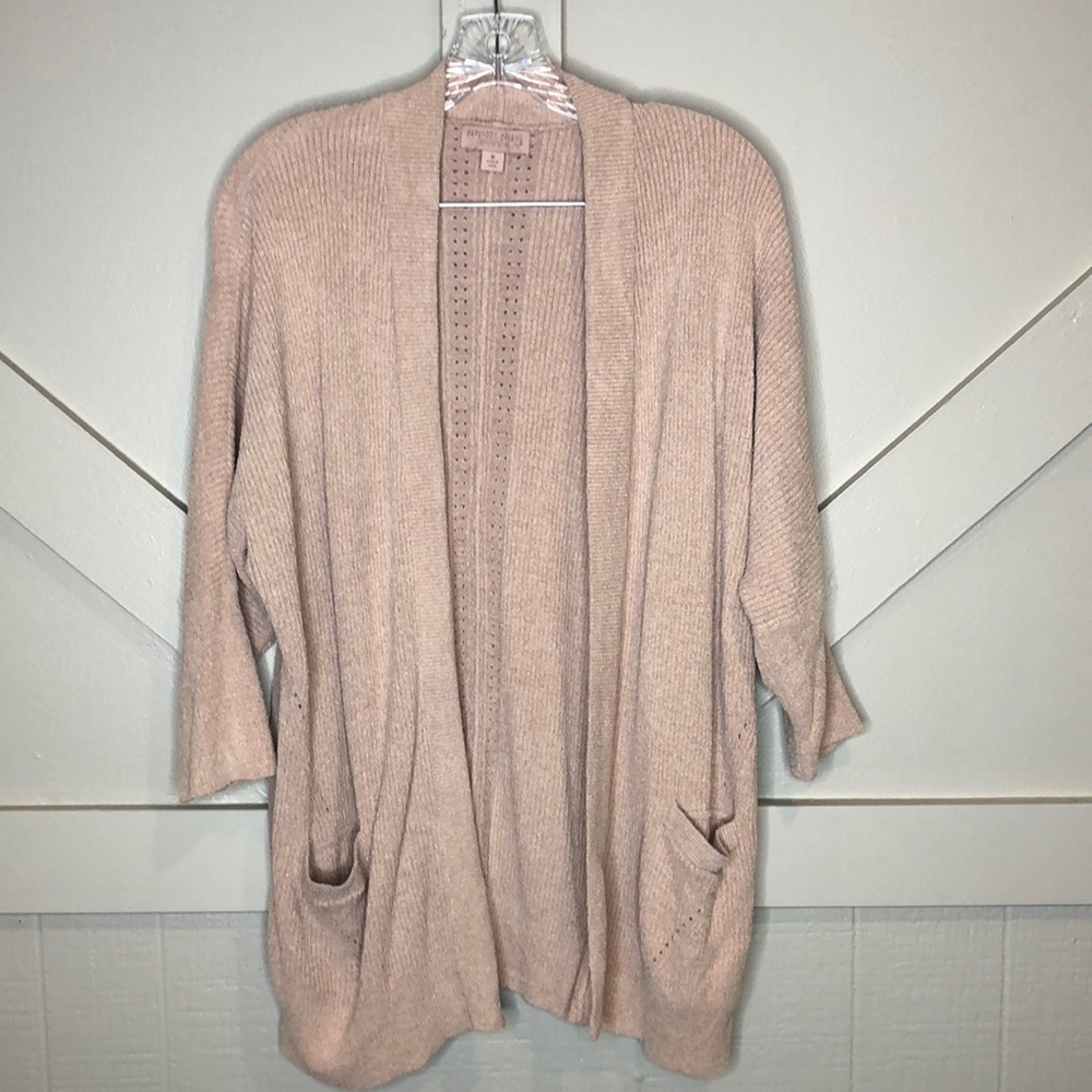 Barefoot Dreams Cozy Chic Ultra Lite Cardigan Open Front Sweater Pink Clay MED